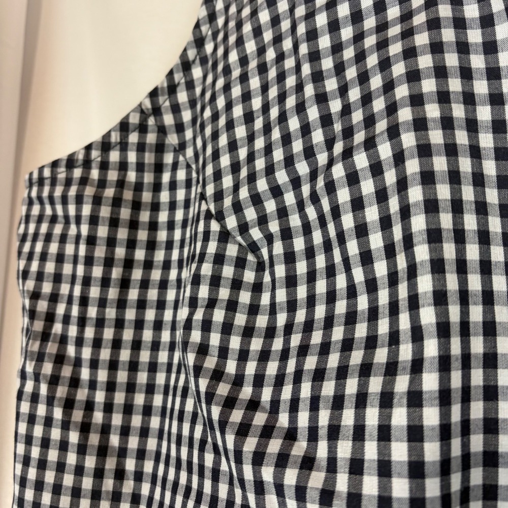 Nick & Sarah Plus Womens 2X Gingham Ruffle Hem Button Front Tank Top Black White - Picture 3 of 8